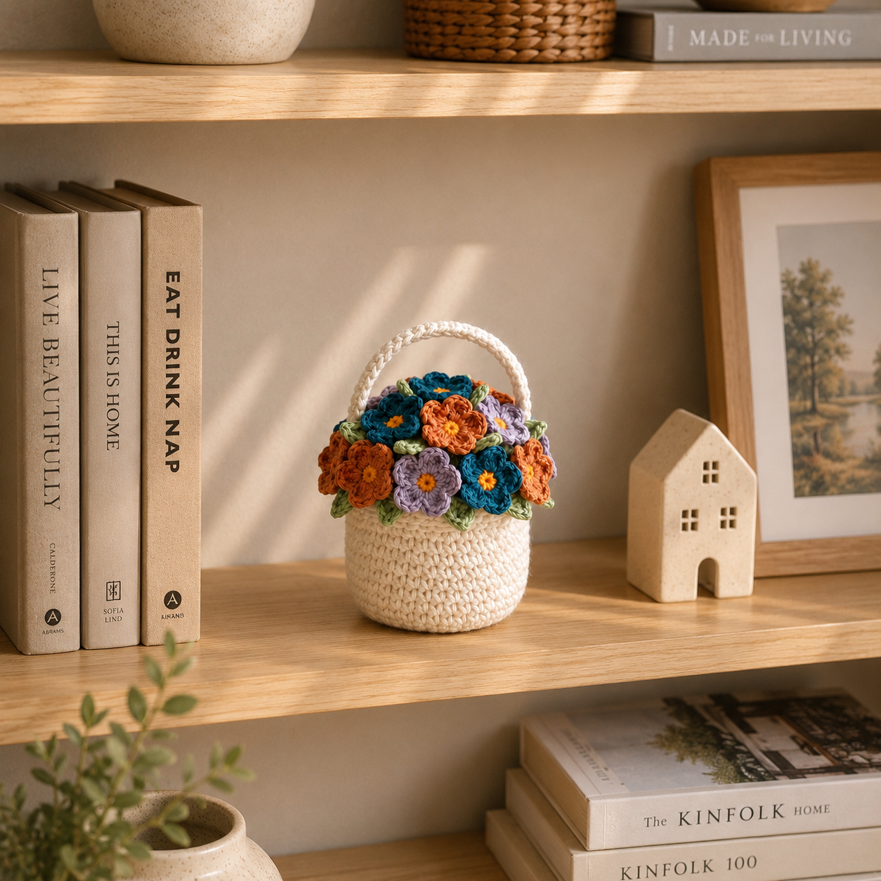 Crochet Daisy Flower Basket – Handmade Floral Home Decor