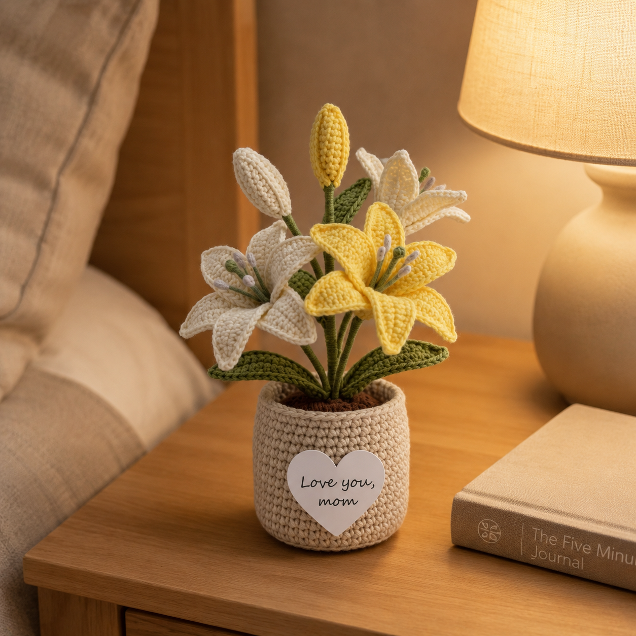 Crochet Mixed Lily Potted Plant – Handmade Floral Gift for Mom
