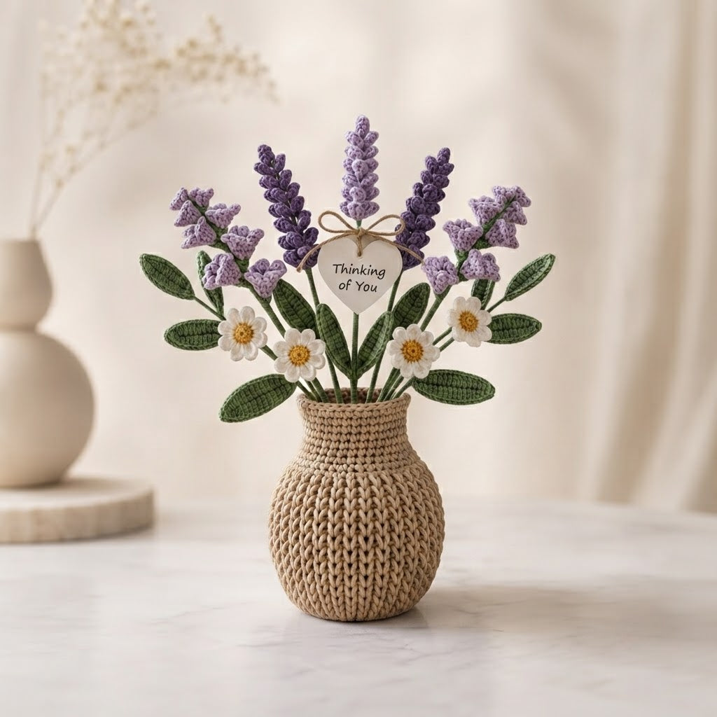 Handmade Crochet Lavender Flower Vase – Thinking of You Gift Decor