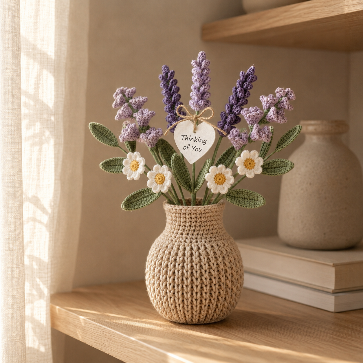 Handmade Crochet Lavender Flower Vase – Thinking of You Gift Decor