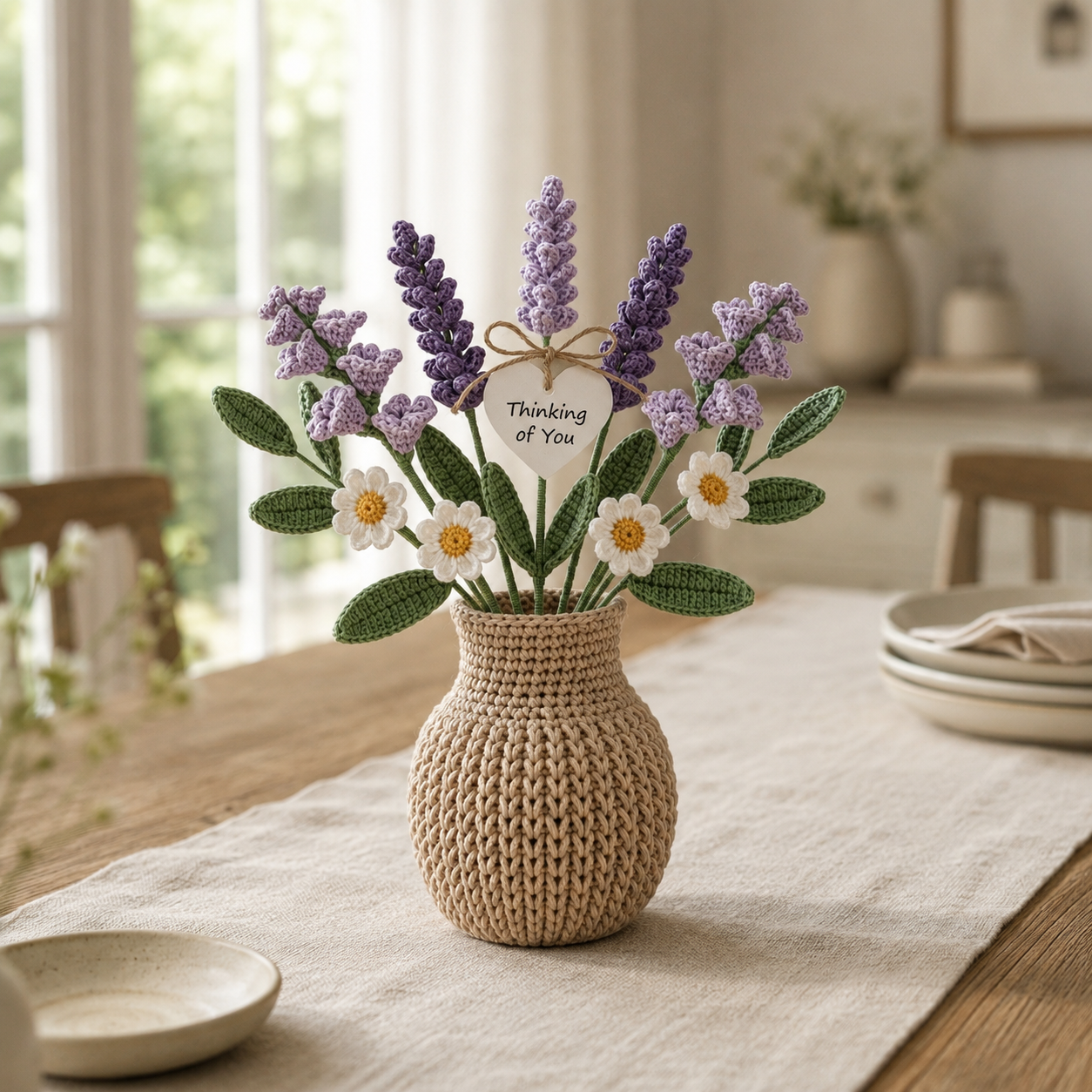 Handmade Crochet Lavender Flower Vase – Thinking of You Gift Decor