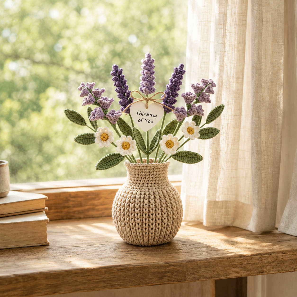 Handmade Crochet Lavender Flower Vase – Thinking of You Gift Decor