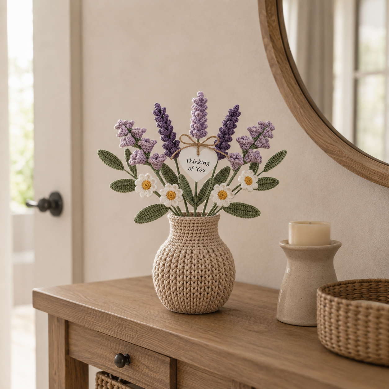 Handmade Crochet Lavender Flower Vase – Thinking of You Gift Decor