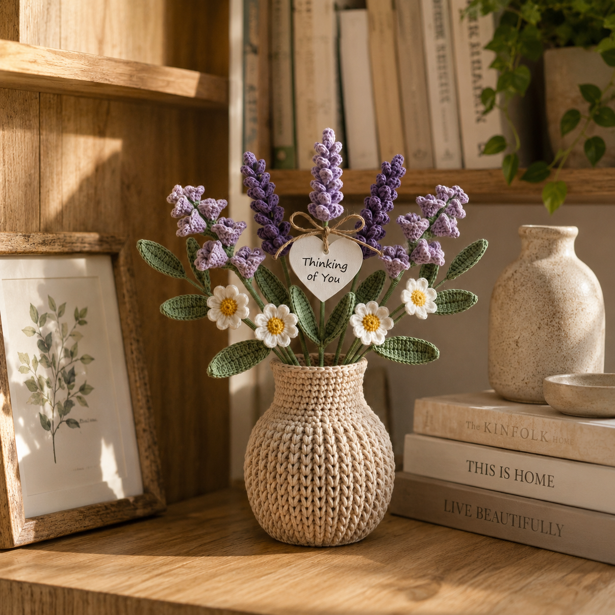 Handmade Crochet Lavender Flower Vase – Thinking of You Gift Decor