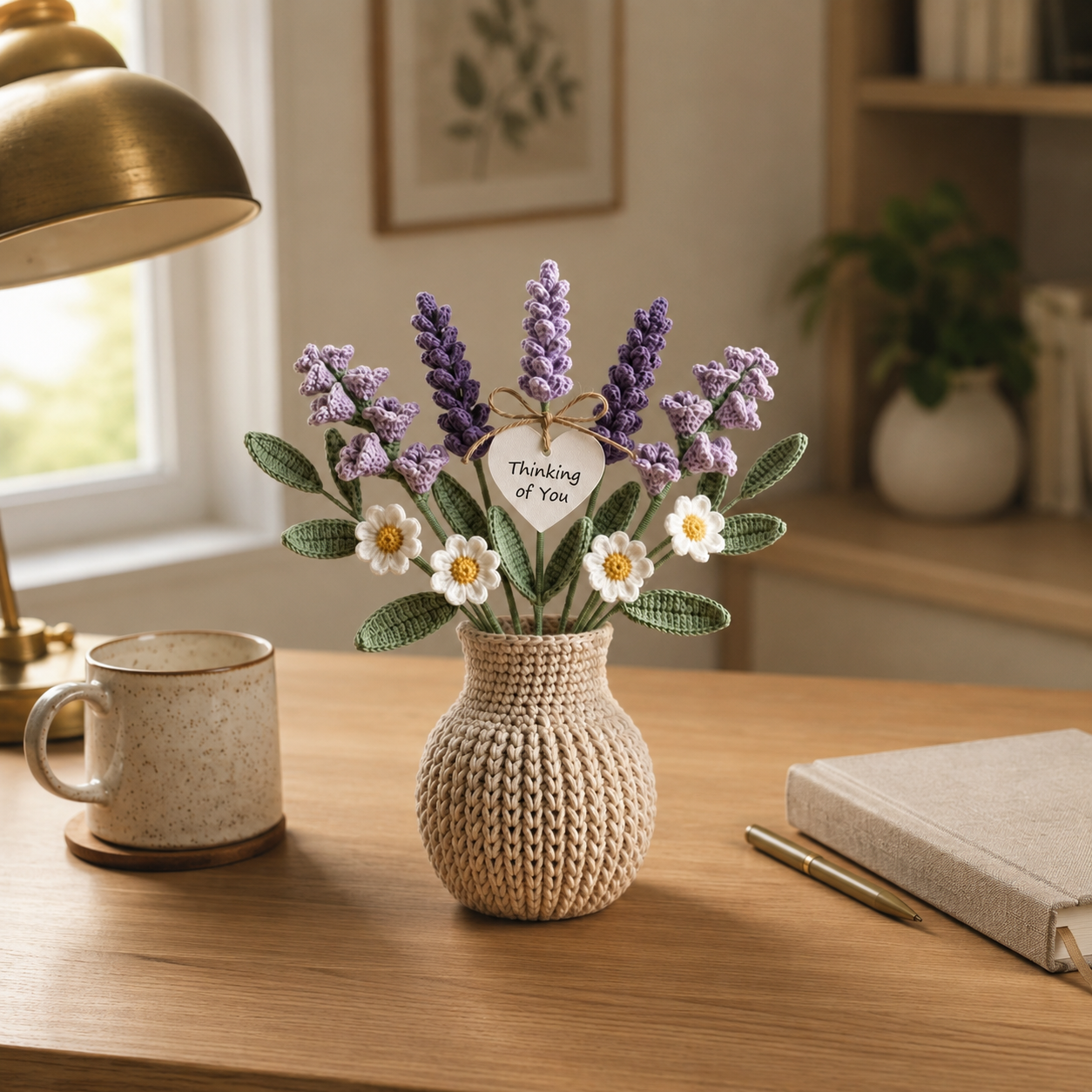 Handmade Crochet Lavender Flower Vase – Thinking of You Gift Decor