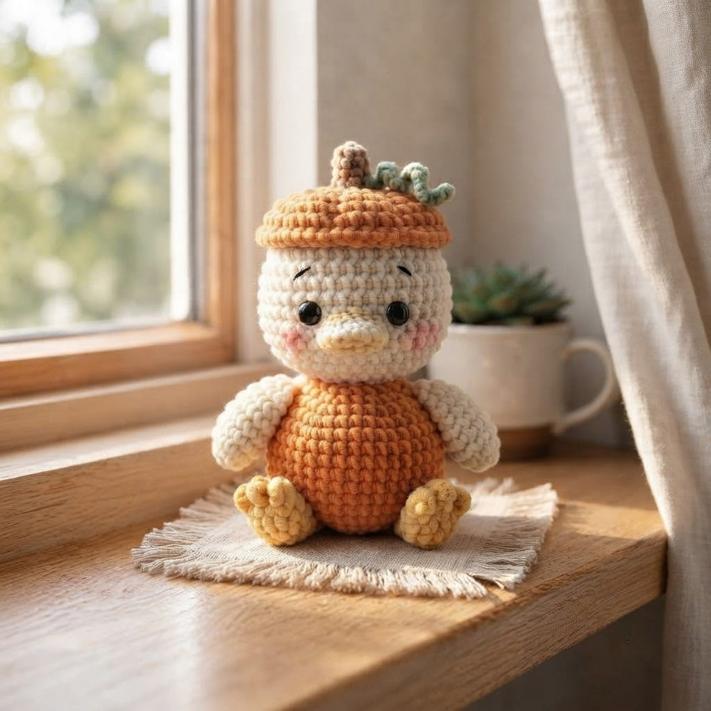 Handmade Crochet Pumpkin Duck – Cute Fall Amigurumi Plush Gift & Autumn Decor