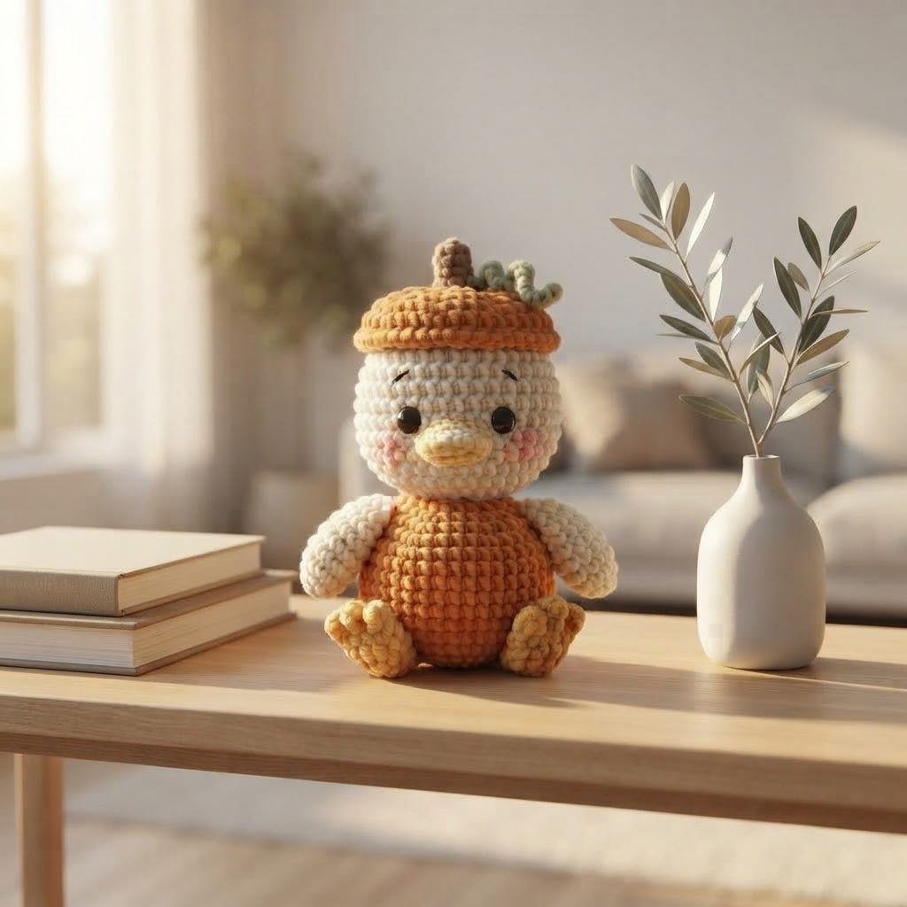 Handmade Crochet Pumpkin Duck – Cute Fall Amigurumi Plush Gift & Autumn Decor