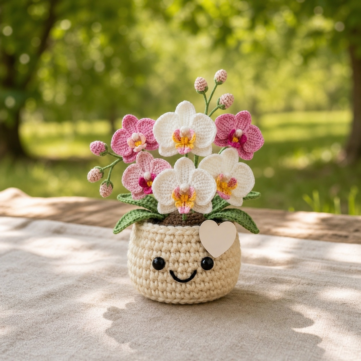 Handmade Crochet Orchid Flower Pot – Mother's Day Floral Gift