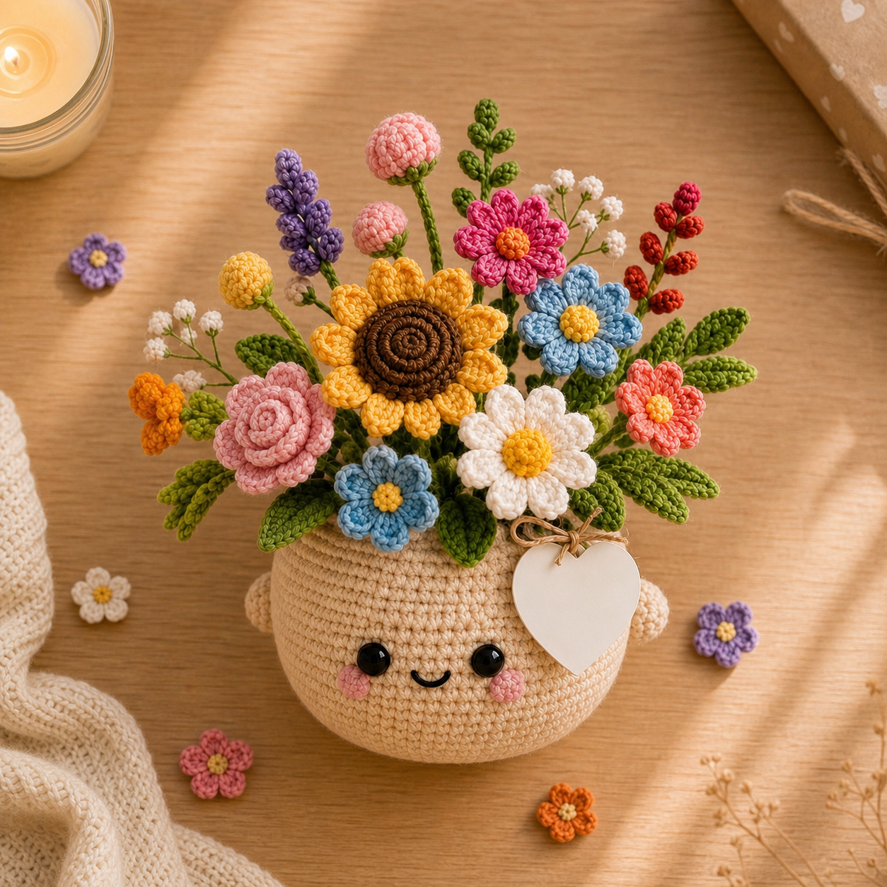 Handmade Crochet Birthday Flower Pot – Happy Birthday Floral Gift