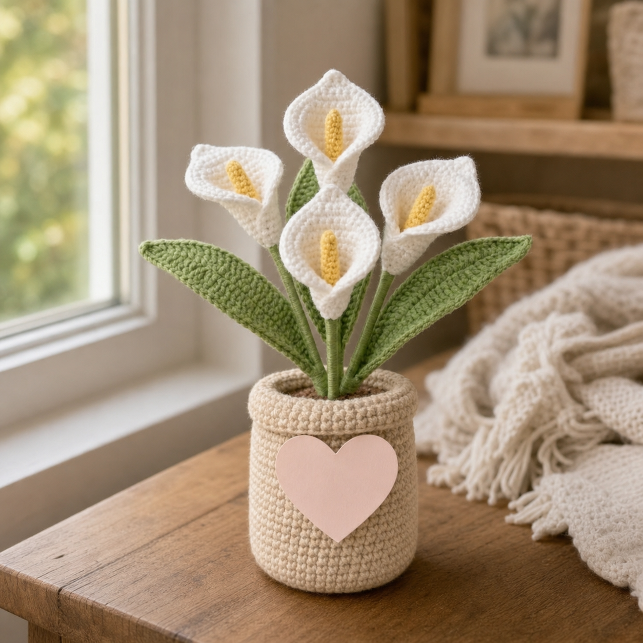 Handmade Crochet Calla Lily Flower Pot – Mother's Day Home Decor