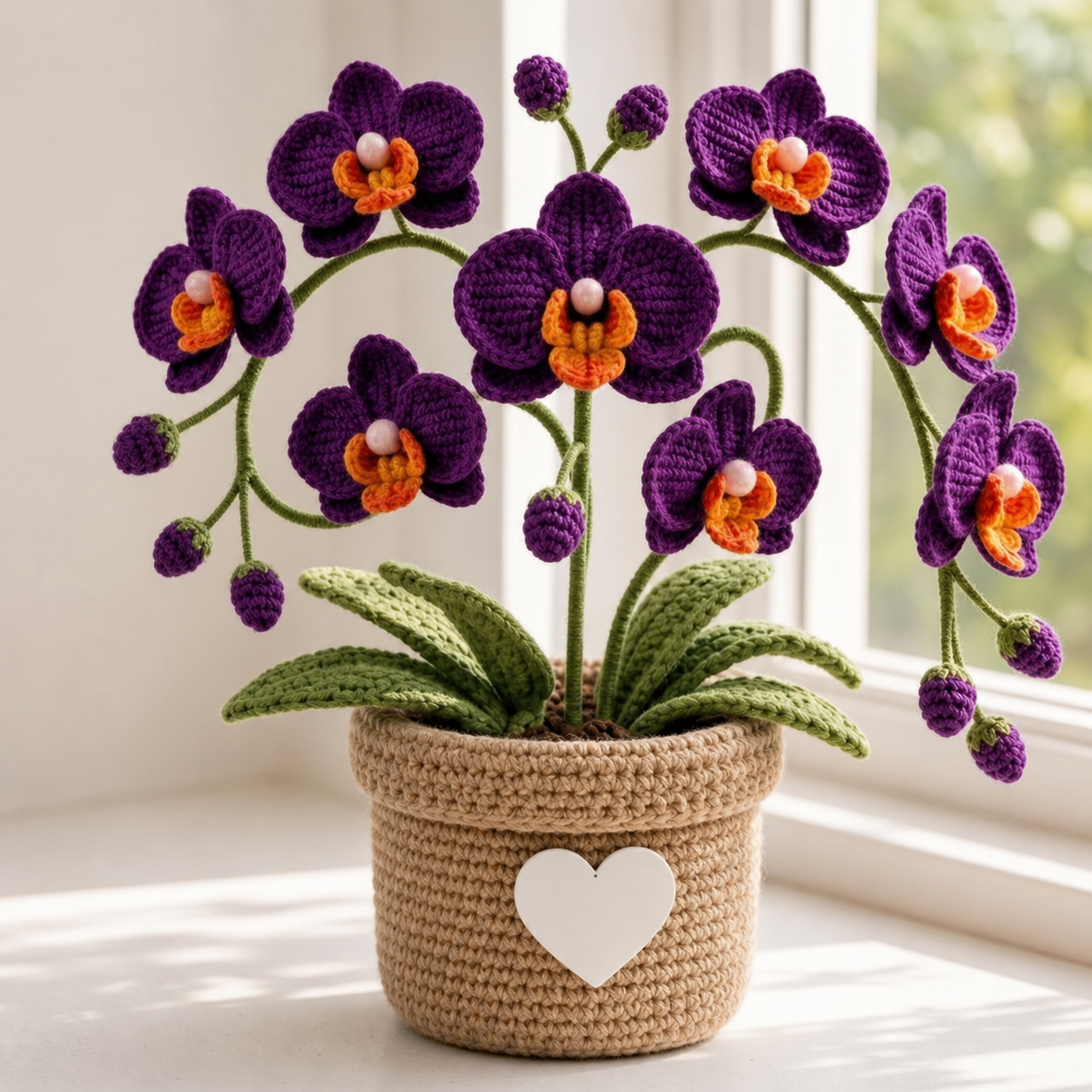 Handmade Crochet Personalized Orchid Flower Pot – Love You Mom Gift