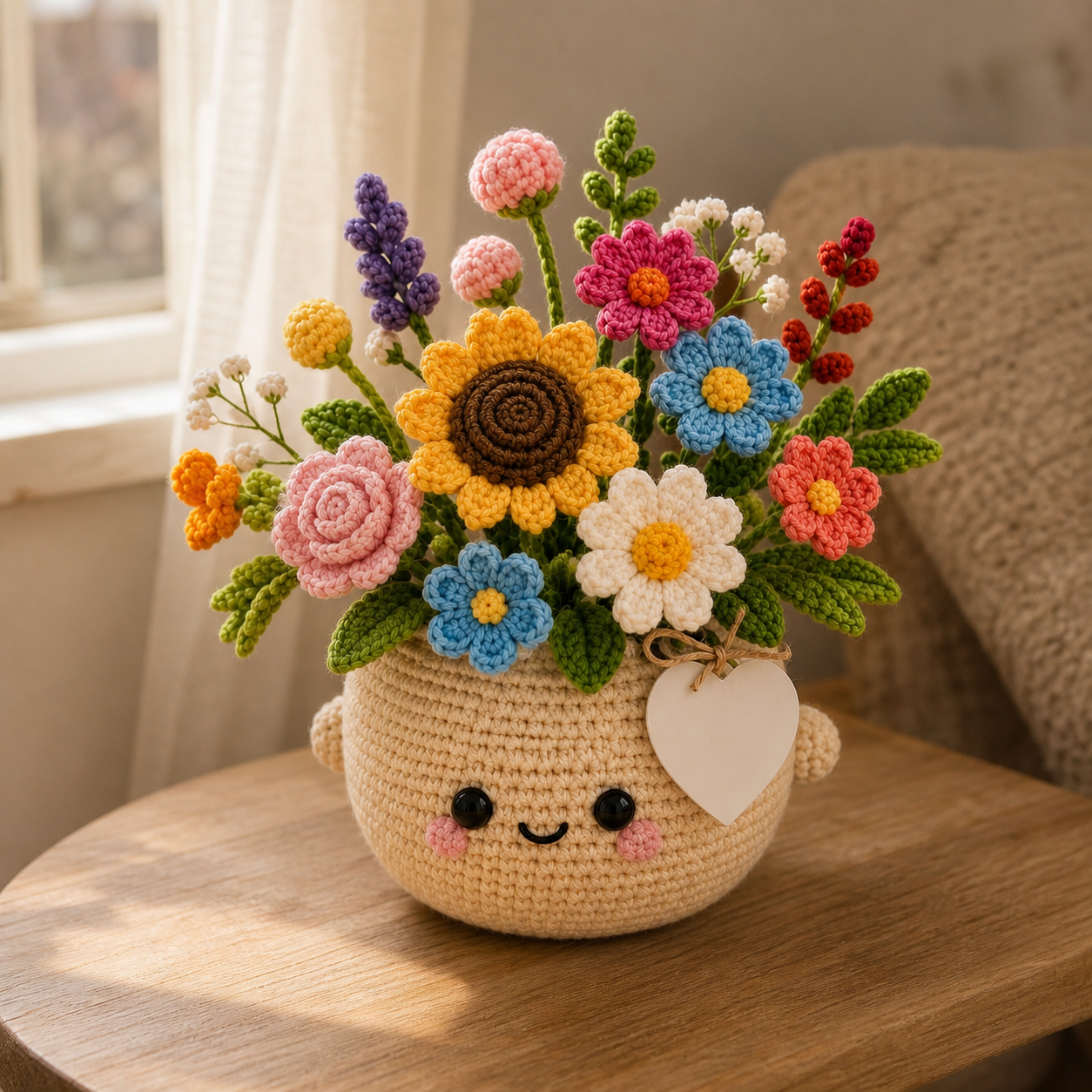 Handmade Crochet Birthday Flower Pot – Happy Birthday Floral Gift