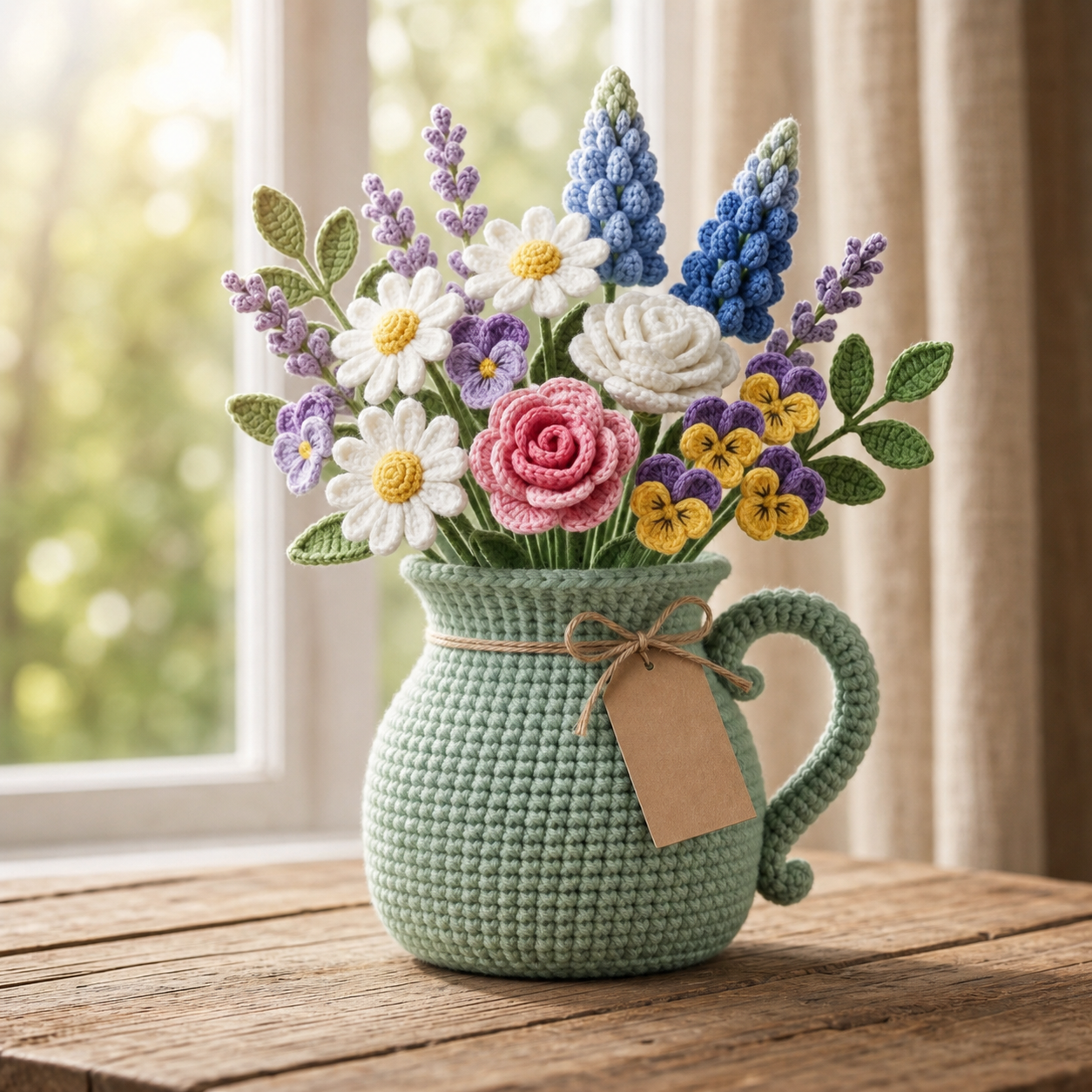Handmade Crochet Flower Bouquet in Vase – Love You Mom Gift