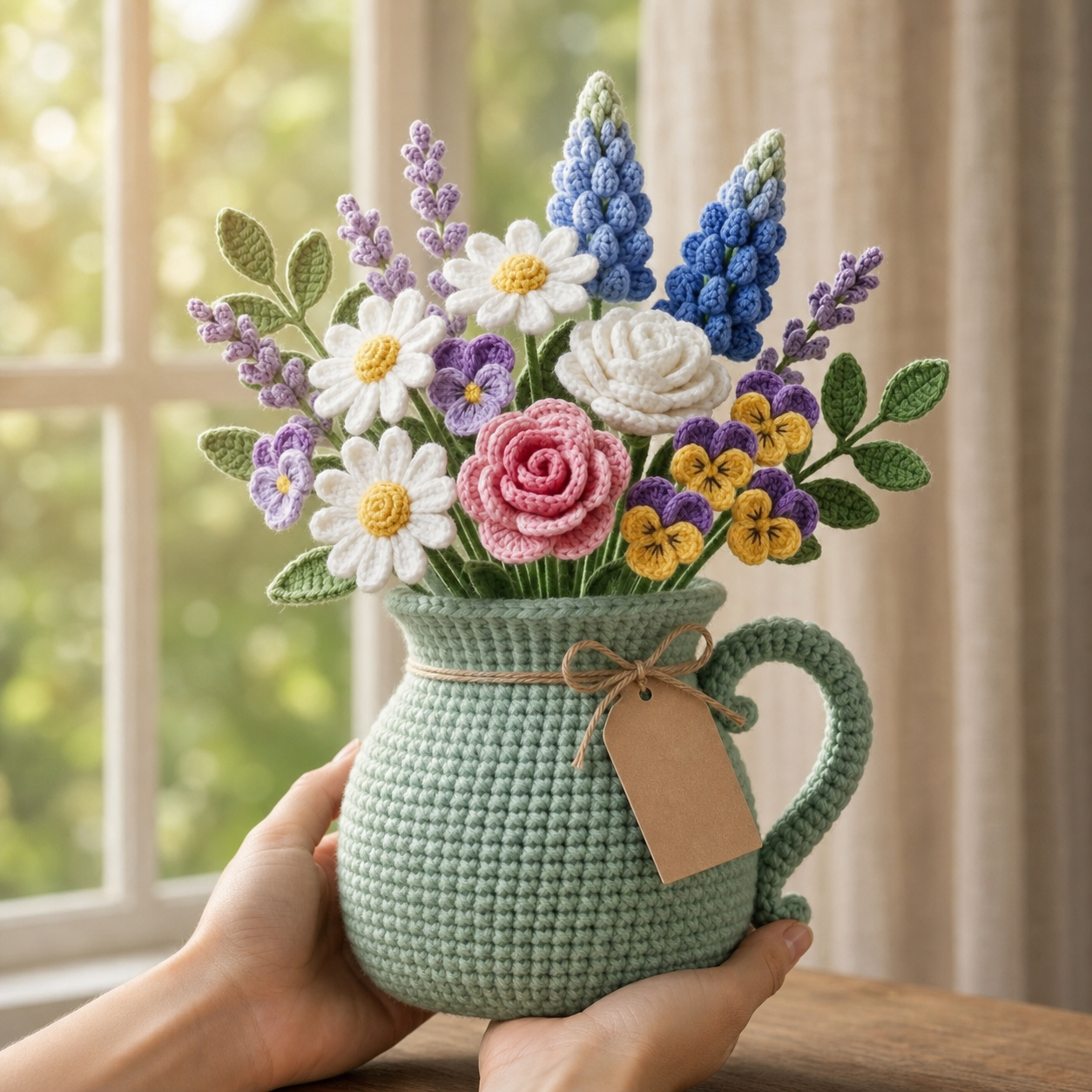 Handmade Crochet Flower Bouquet in Vase – Love You Mom Gift