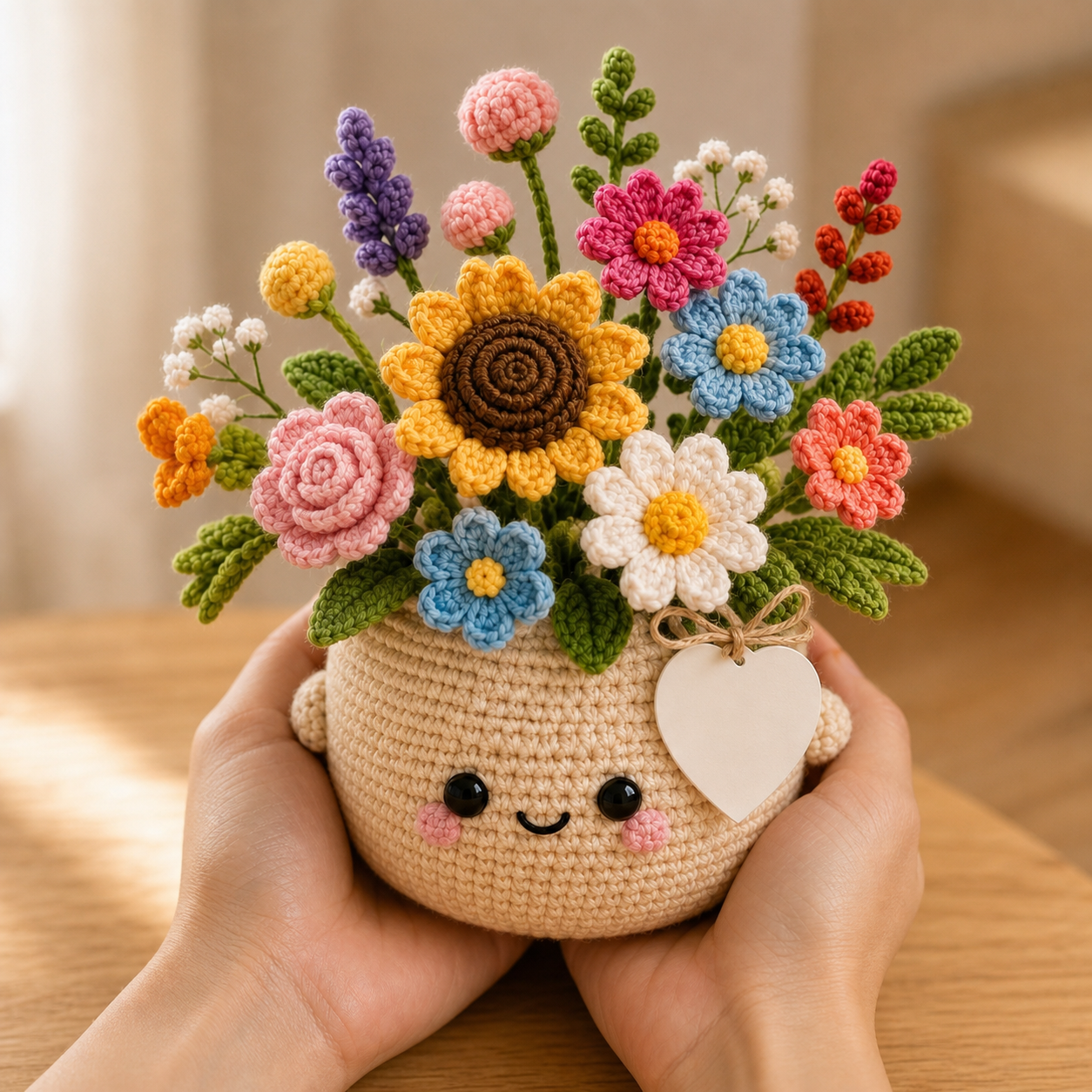 Handmade Crochet Birthday Flower Pot – Happy Birthday Floral Gift