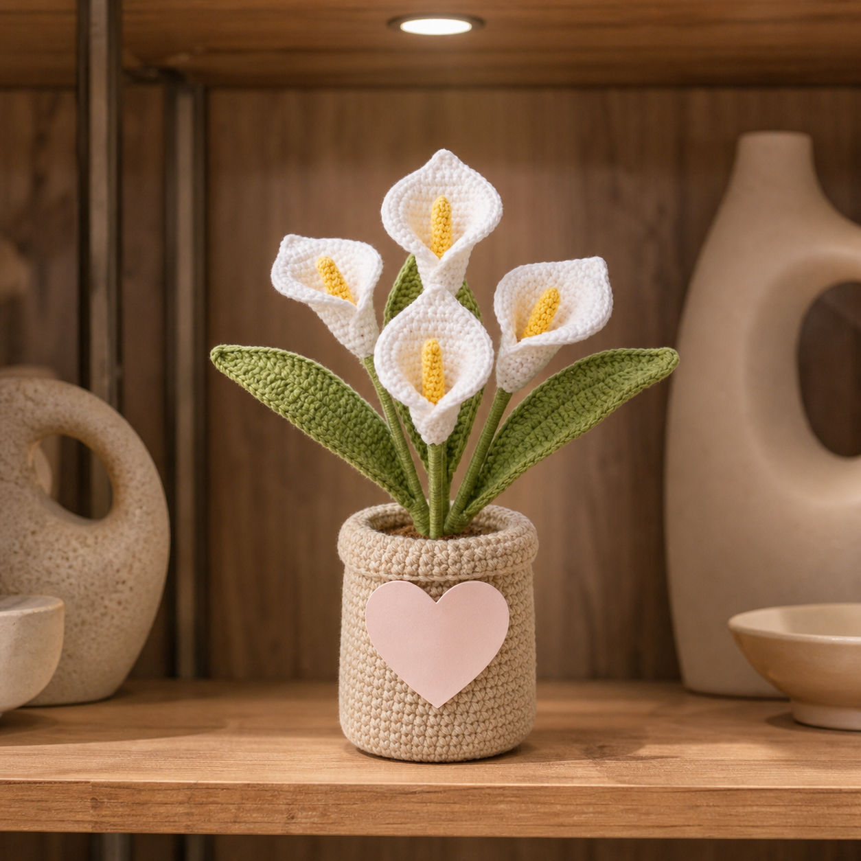 Handmade Crochet Calla Lily Flower Pot – Mother's Day Home Decor