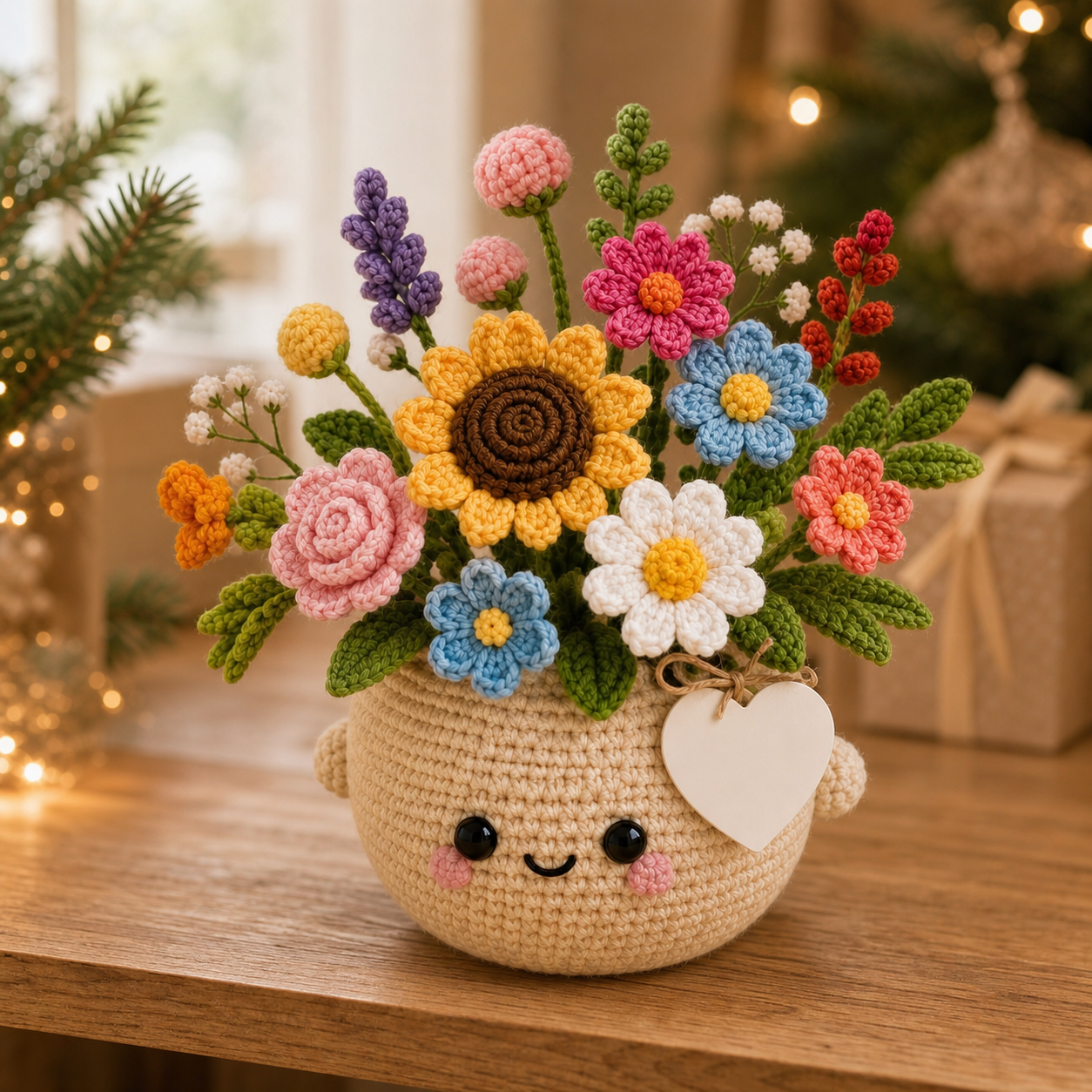 Handmade Crochet Birthday Flower Pot – Happy Birthday Floral Gift