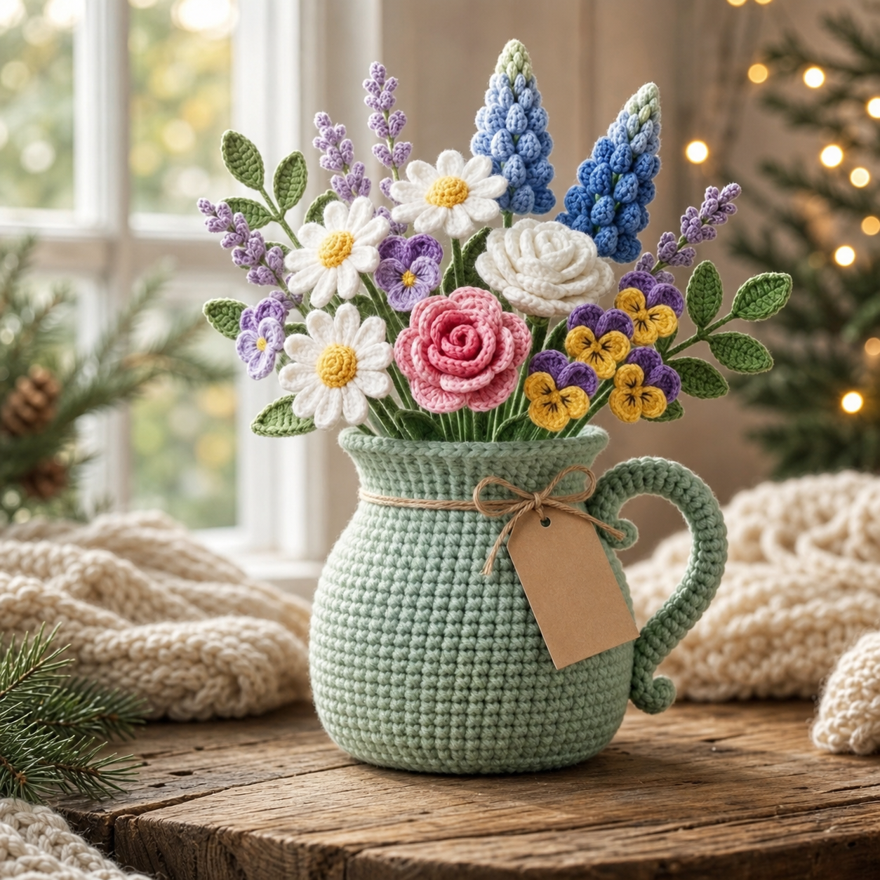 Handmade Crochet Flower Bouquet in Vase – Love You Mom Gift