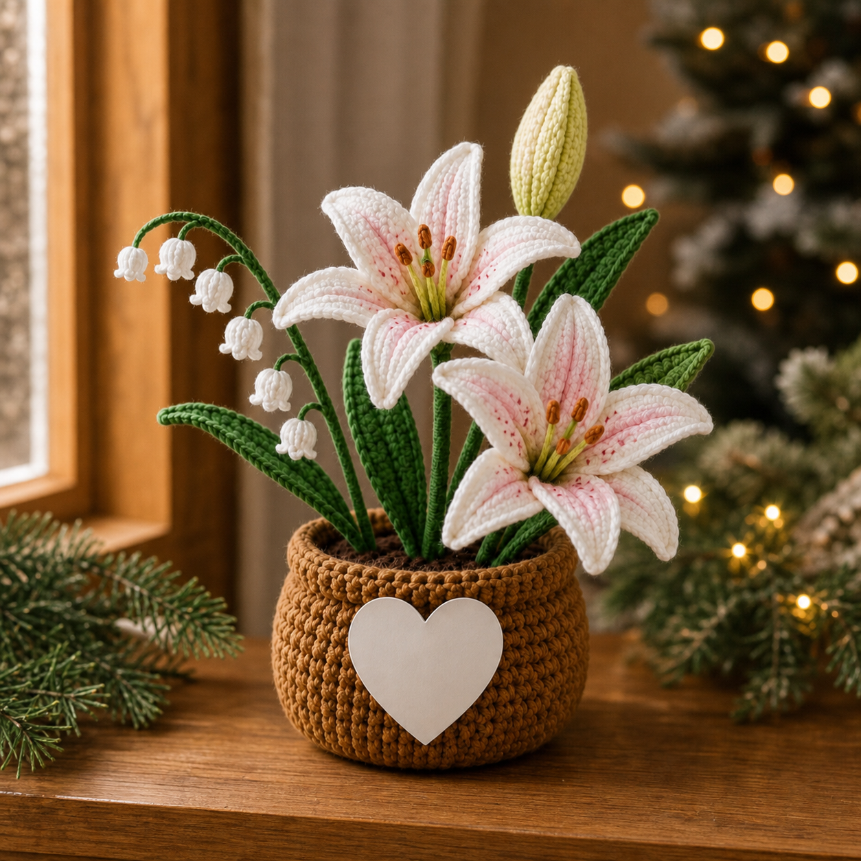 Handmade Crochet Lily & Lily of the Valley Flower Pot – Thinking of You Gift