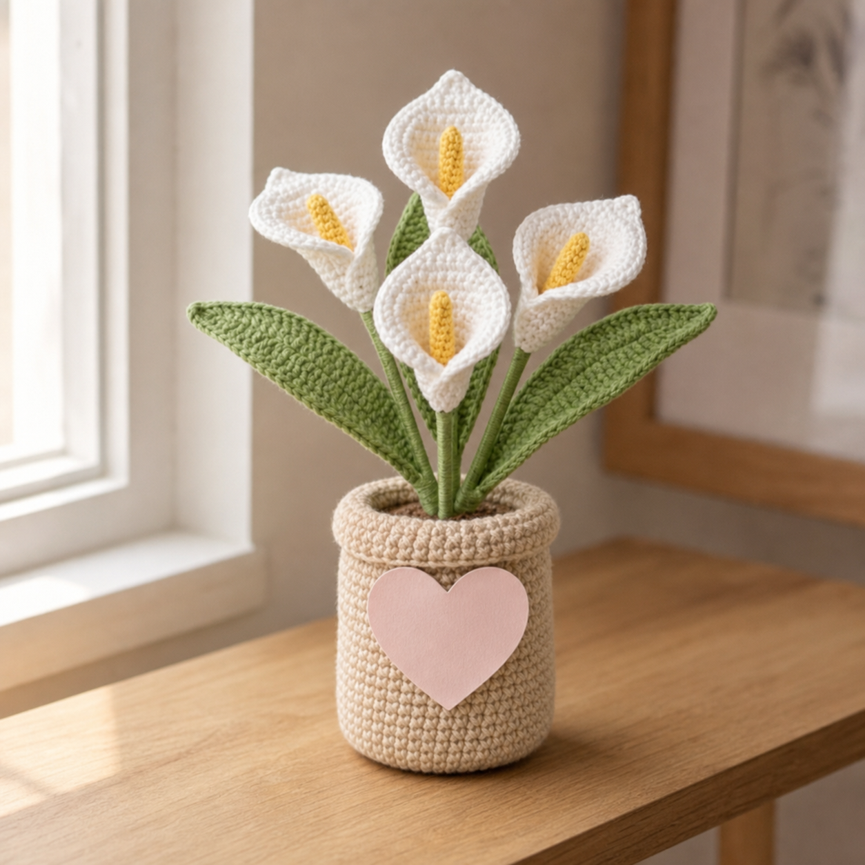 Handmade Crochet Calla Lily Flower Pot – Mother's Day Home Decor