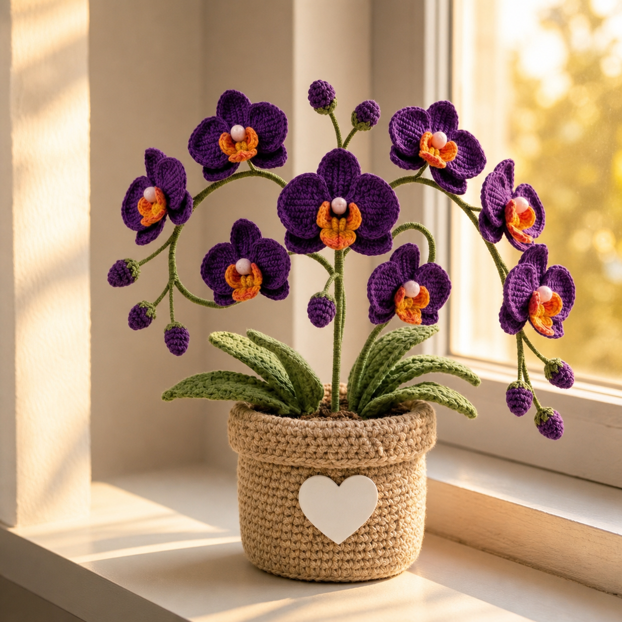 Handmade Crochet Personalized Orchid Flower Pot – Love You Mom Gift