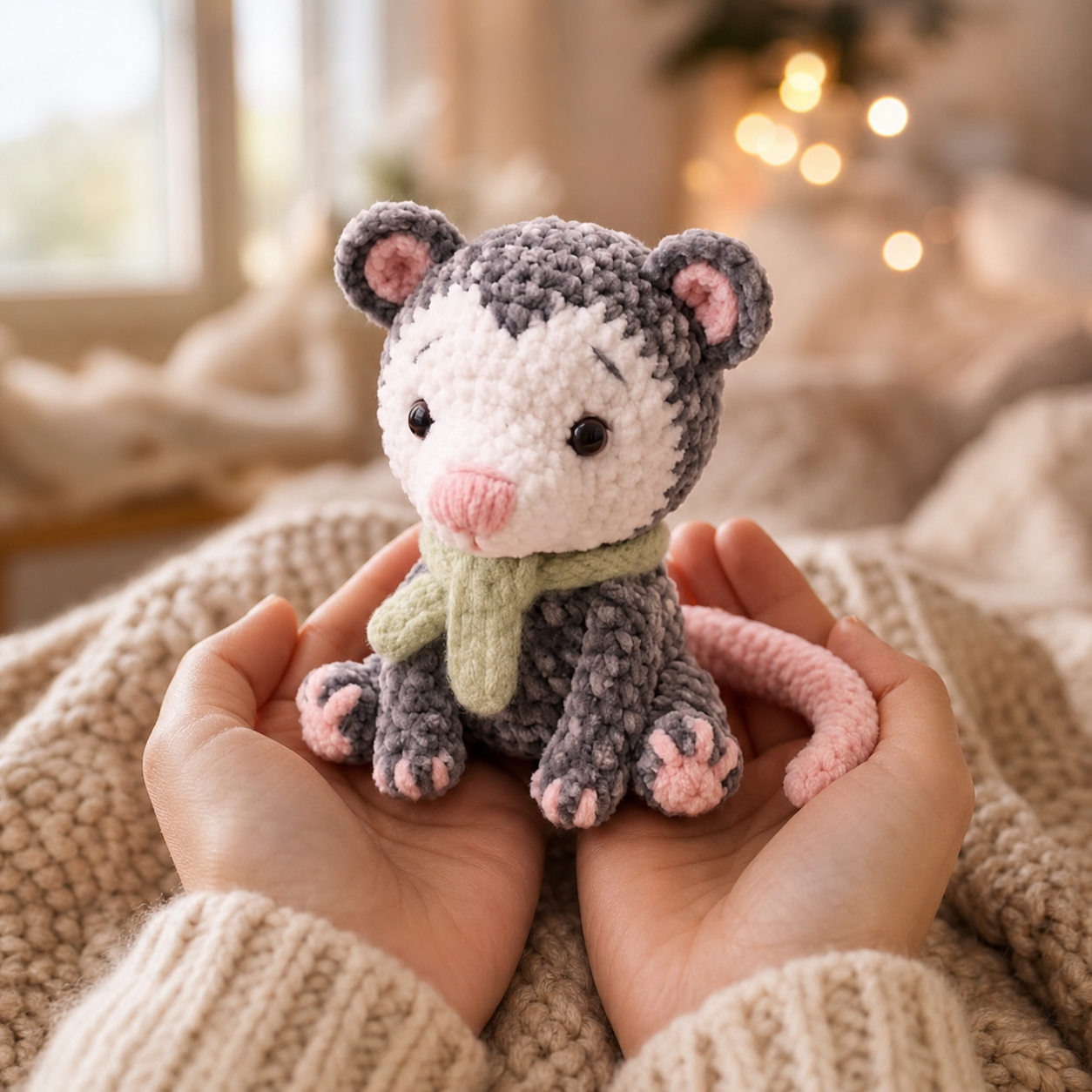 Handmade Crochet Otter Plush with Scarf – Cute Nursery Decor Gift